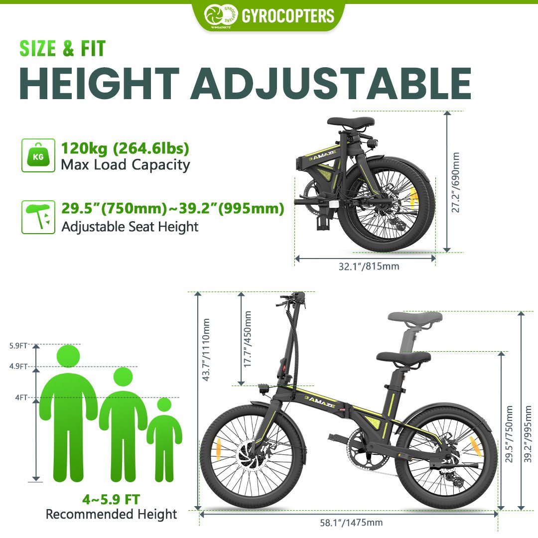 (Best Buy Only) Gyrocopters Amaze Foldable Electric Bike, up to 70 km ...