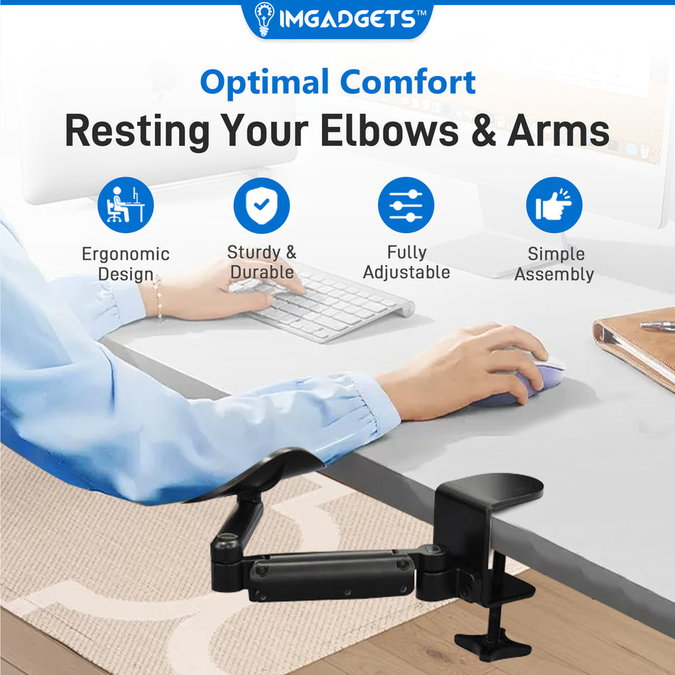 (Pre-order) Adjustable Clamp-On Rotating Armrest with 360-Degree Rotation | Perfect for Work and Gaming | Ergonomic Support | Easy Installation |12 kg (26.5 lbs) Weight Capacity | Sturdy & Durable made of Alloy Steel