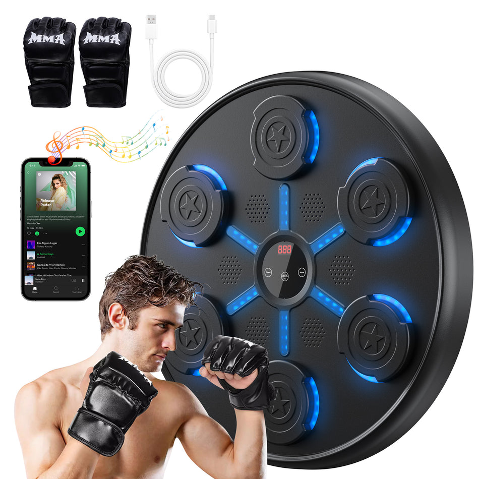 IMFIT Music Boxing Machine with gloves | Punching equipment for home, indoor, gym | 9 Speed & Training Modes | LED Lights | Bluetooth Music | Reflex & Dexterity Boost | Compact & Durable Design | Fun for All Ages | Colorful LED lights