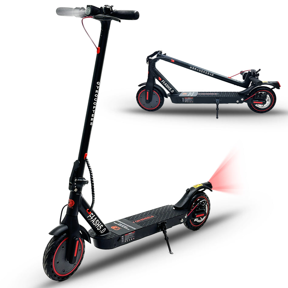 Gyrocopters Flash 5.0 Electric Scooter Adult & Teens, 8.5” Burst Proof Tires | Speed 30km/h, Upto 30km 7500mah Robust Battery, 350W Powerful Brushless Motor Escooter with Dual Shocks