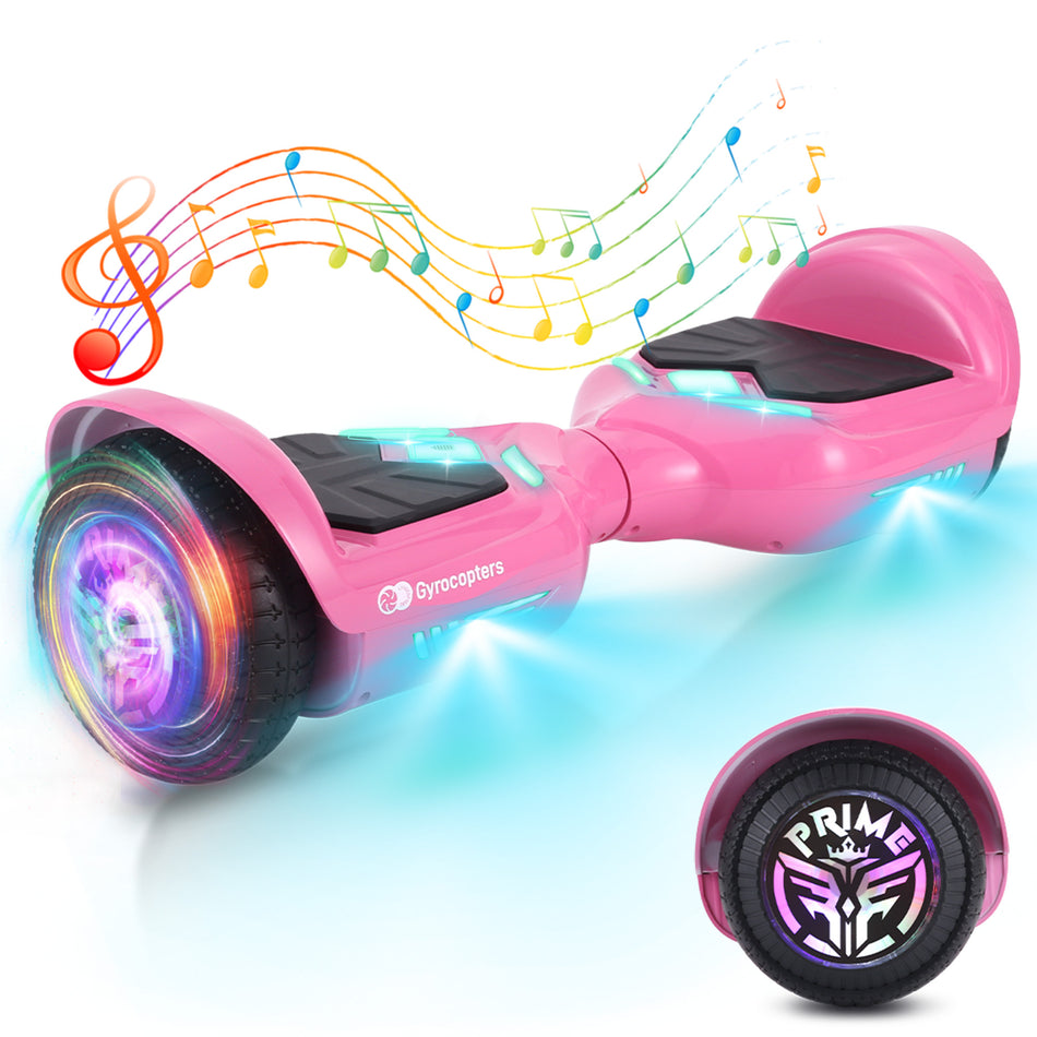 Gyrocopters Prime All New 2025 Hoverboard | Speed up to 15km/h | 300W Powerful Motor | 6.5” LED wheels | 165 lbs weight capacity | UL2272 certified with Wireless Music Speaker offering a range up to 8 km (PINK)