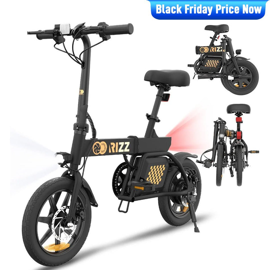 Gyrocopters Rizz Electric Bike for Adults/Teens | UL2849 Safe Folding Ebike | Peak 400W Brushless Motor 14*2 Inch Tires | Speed up to 25Km/h | Range up to 55Km | GPS tracker | Compact & Light E-bike with Disc Brakes