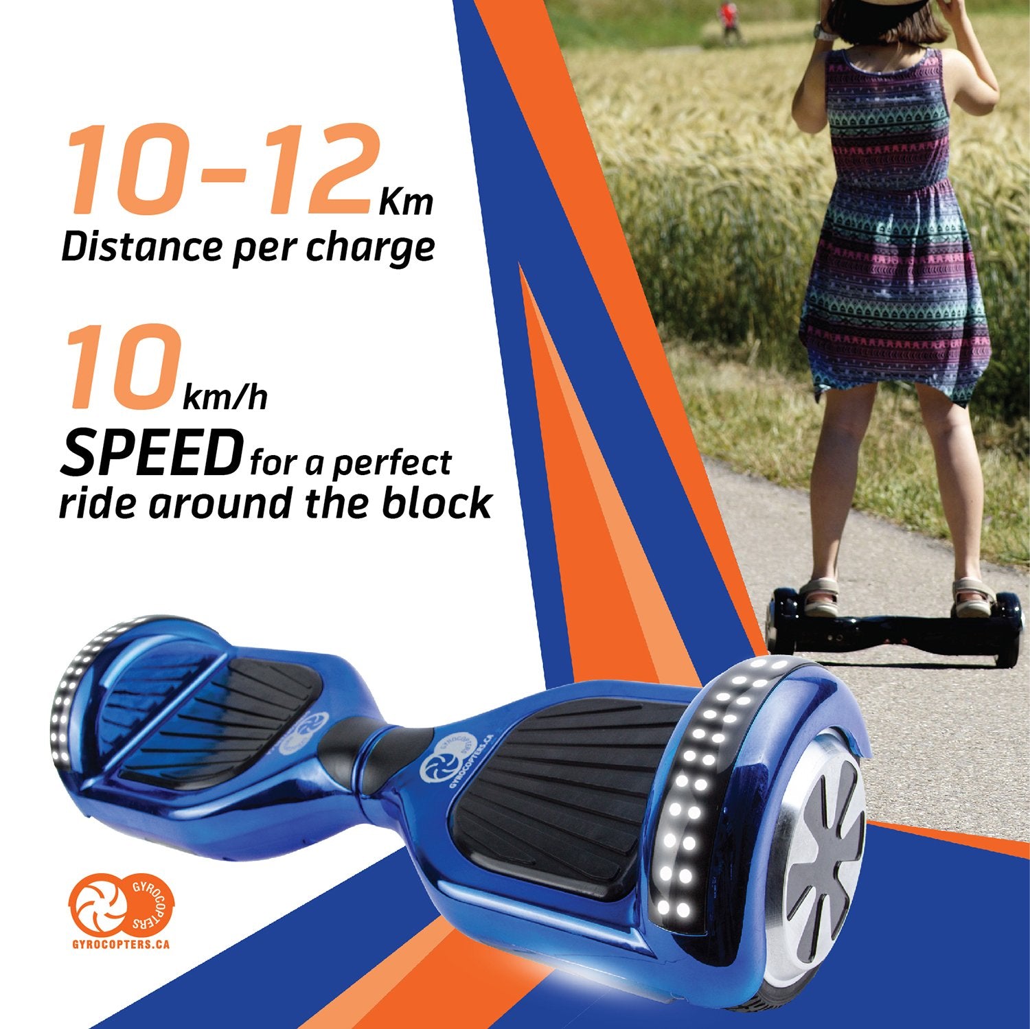 Gyrocopters Bluetooth Hoverboard PRO 2.0 Chrome Blue No Fall