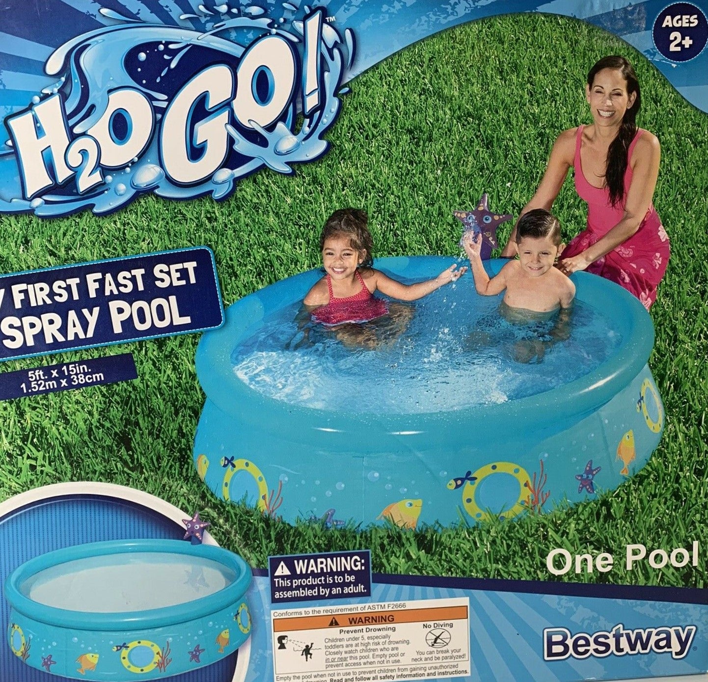 RE-PACKAGED- H2OGO! My First Fast Set Starfish Spray Kiddie Pool